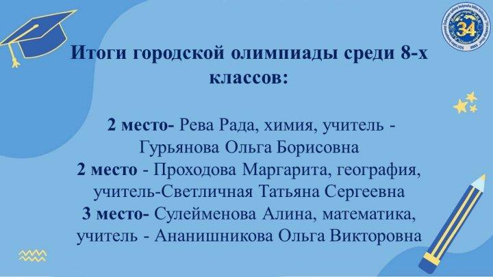 Итоги городской олимпиады среди 8-ых классов